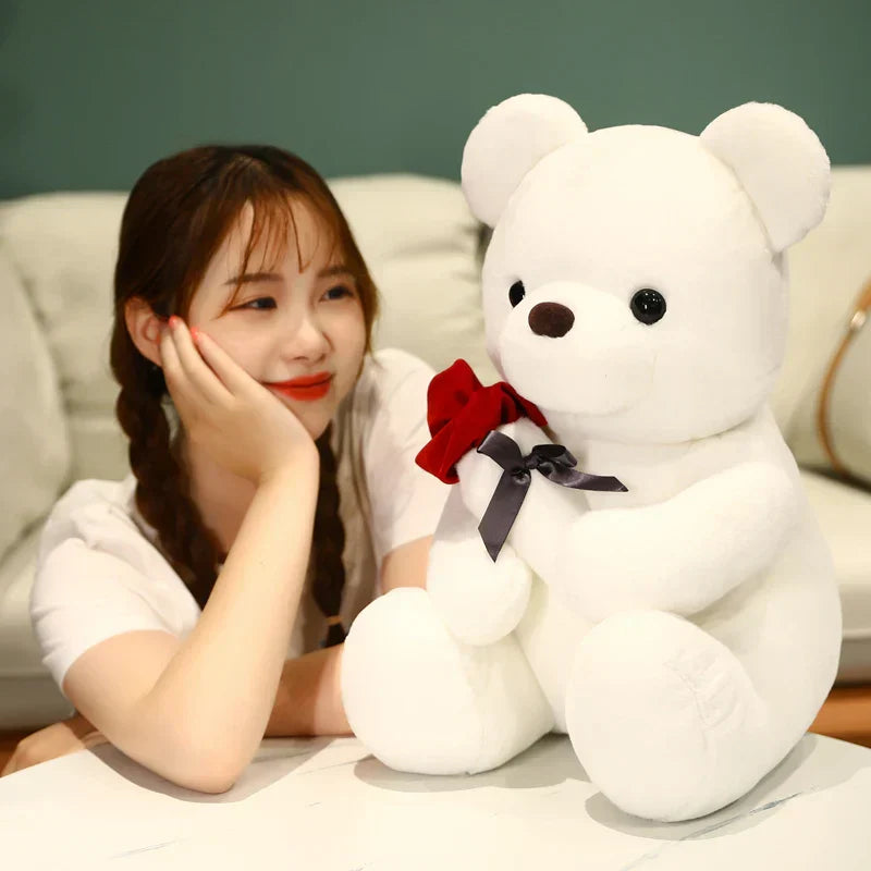 Kawaii Teddy Bear With Roses Plush Toy