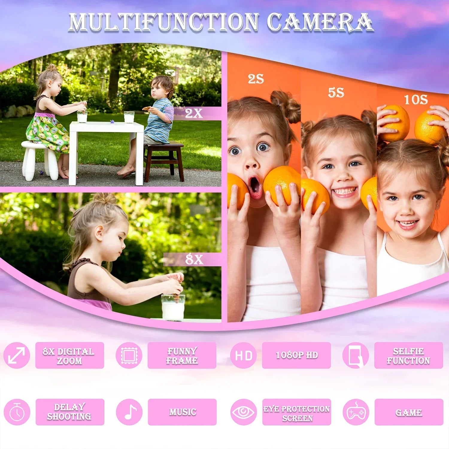 Kids Mini Camera Unicorn 1080P Hd 2-Inch Screen