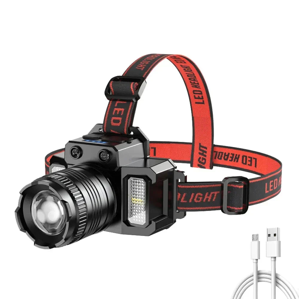 Led Sensor Headlamp Rechargeable Camping Search Light