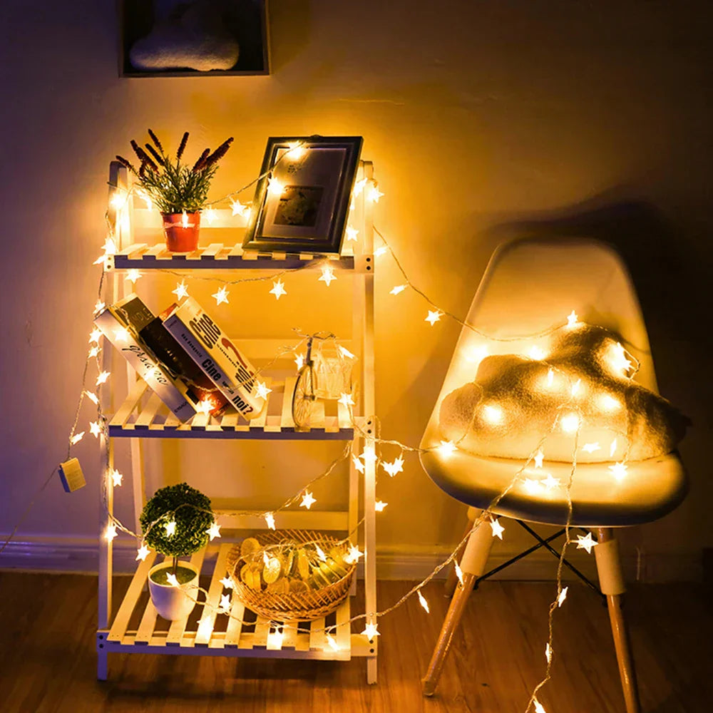 Led String Lights Outdoor Star Garland Party Decor
