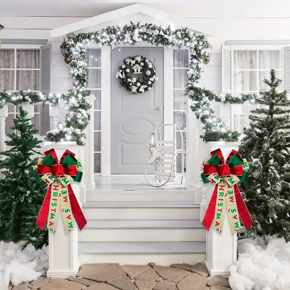 Large Christmas Bow For Wreath And Tree Topper