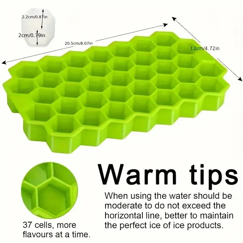 2 Pcs Silicone Honeycomb Ice Cube Tray With Lid