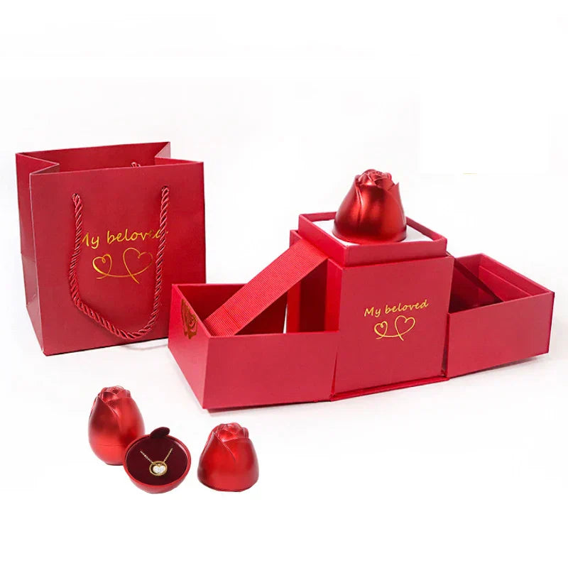 Lifting Rose Gift Box Jewelry Display For Women