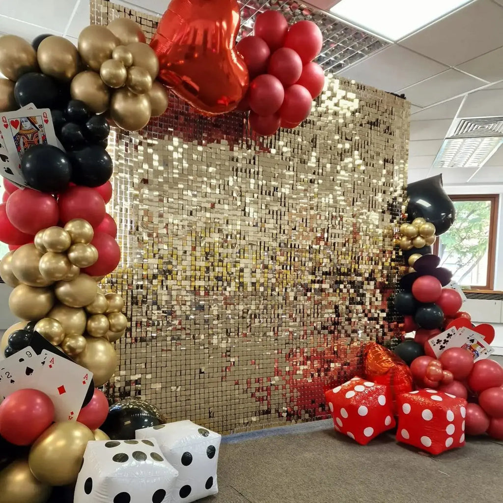 Light Gold Shimmer Wall Backdrop – 18 Pcs Decorative Panels Glitter