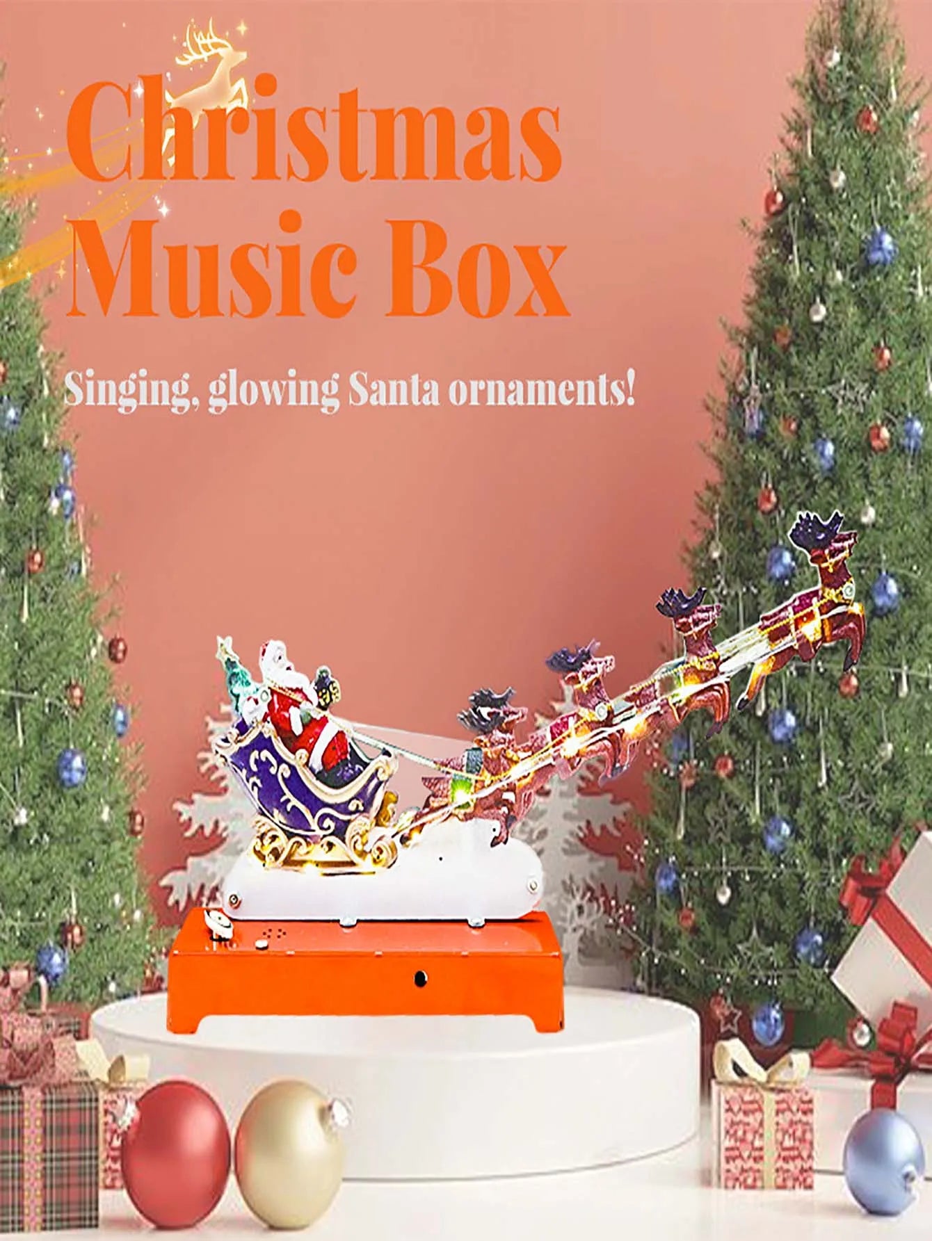 Light-Up Christmas Village House Decoration Set With Santa Sleigh