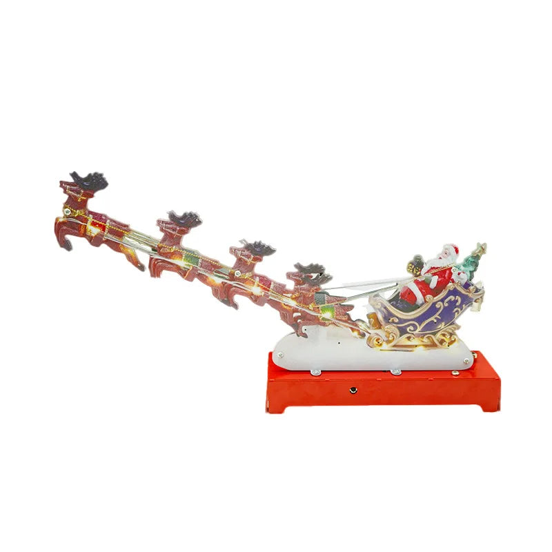 Light-Up Christmas Village House Decoration Set With Santa Sleigh