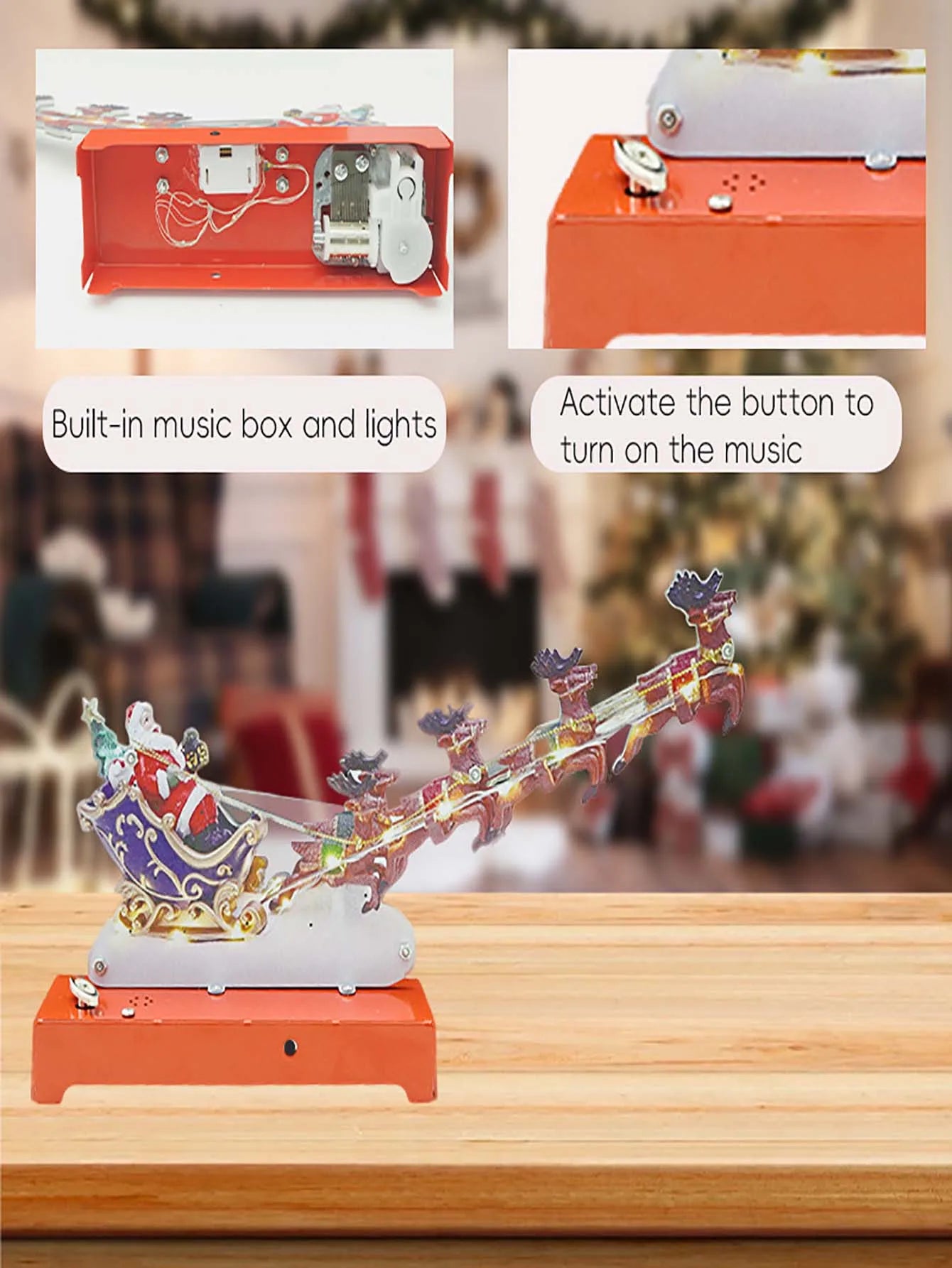 Light-Up Christmas Village House Decoration Set With Santa Sleigh