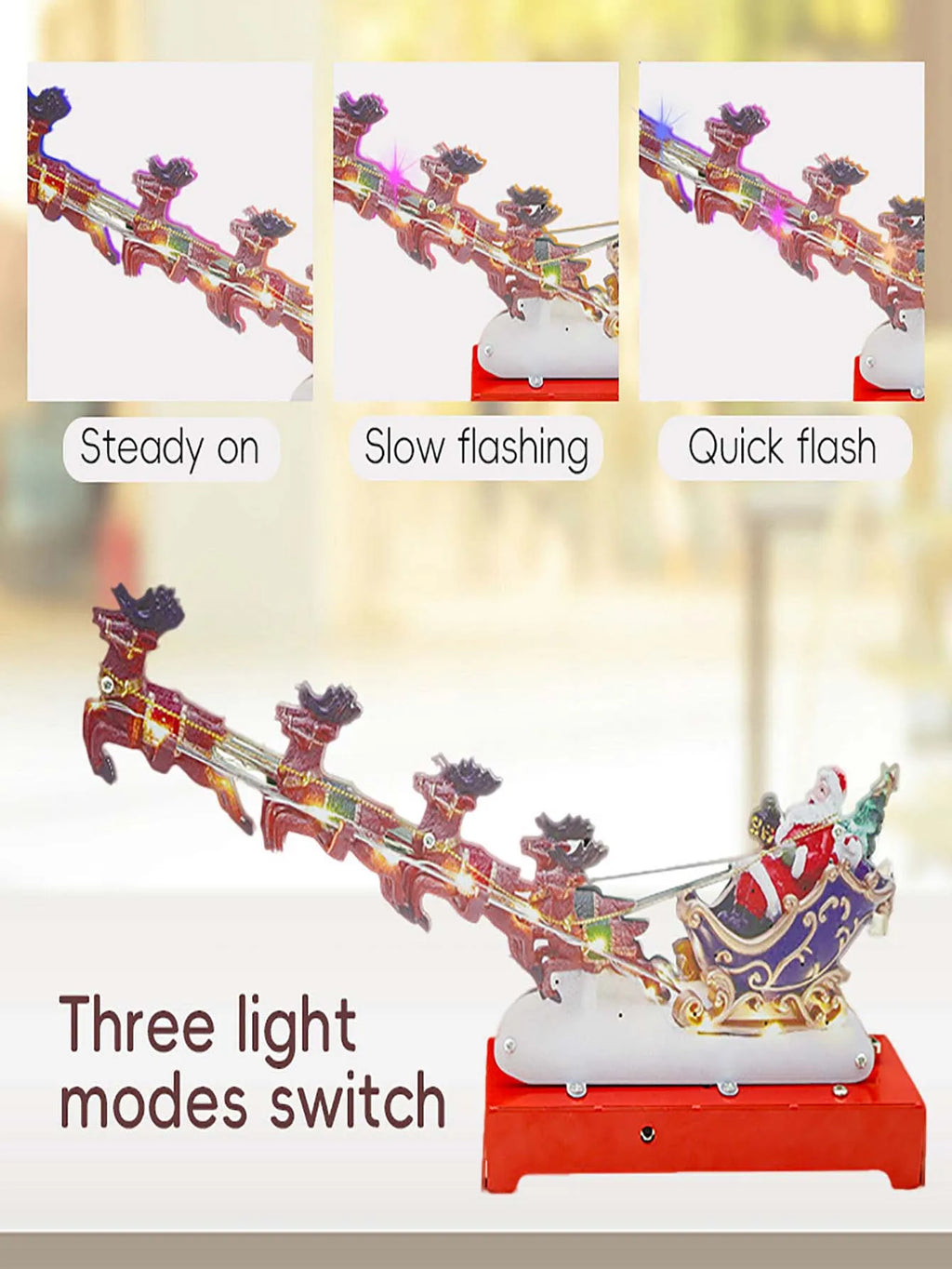 Light-Up Christmas Village House Decoration Set With Santa Sleigh