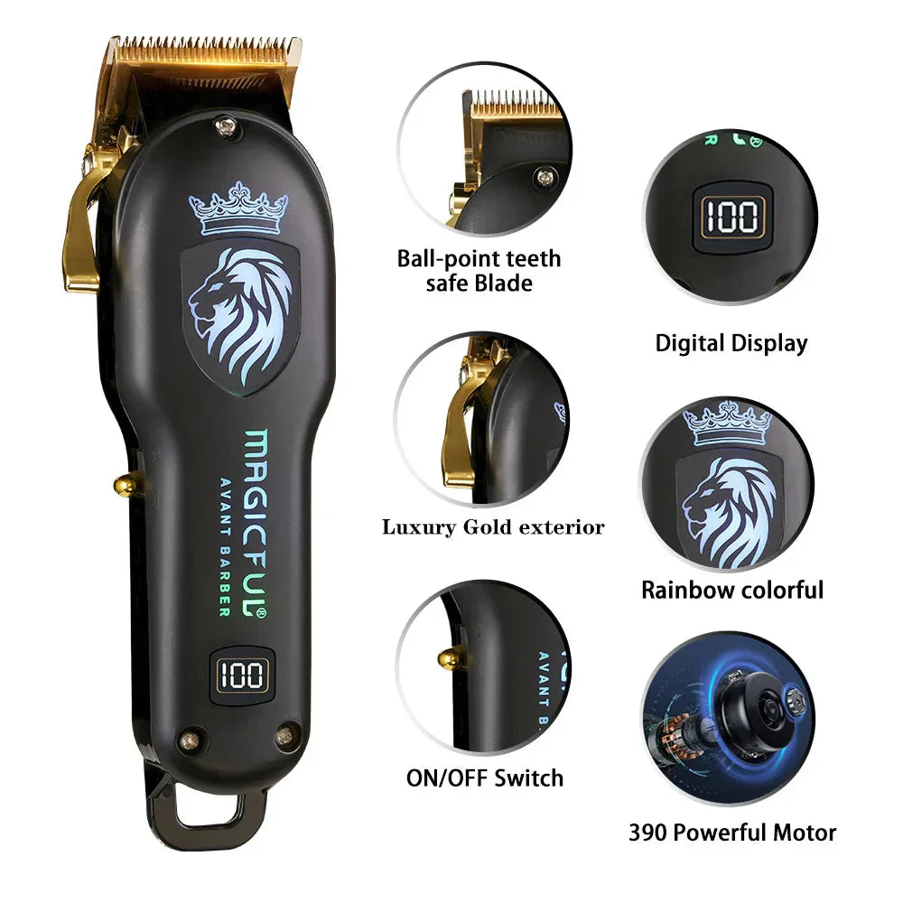 Rechargeable Hair Clipper High Performance Electric Trimmer for Men Black