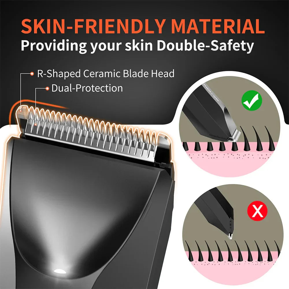Waterproof Body Hair Trimmer SkinSafe Ceramic Blade Black