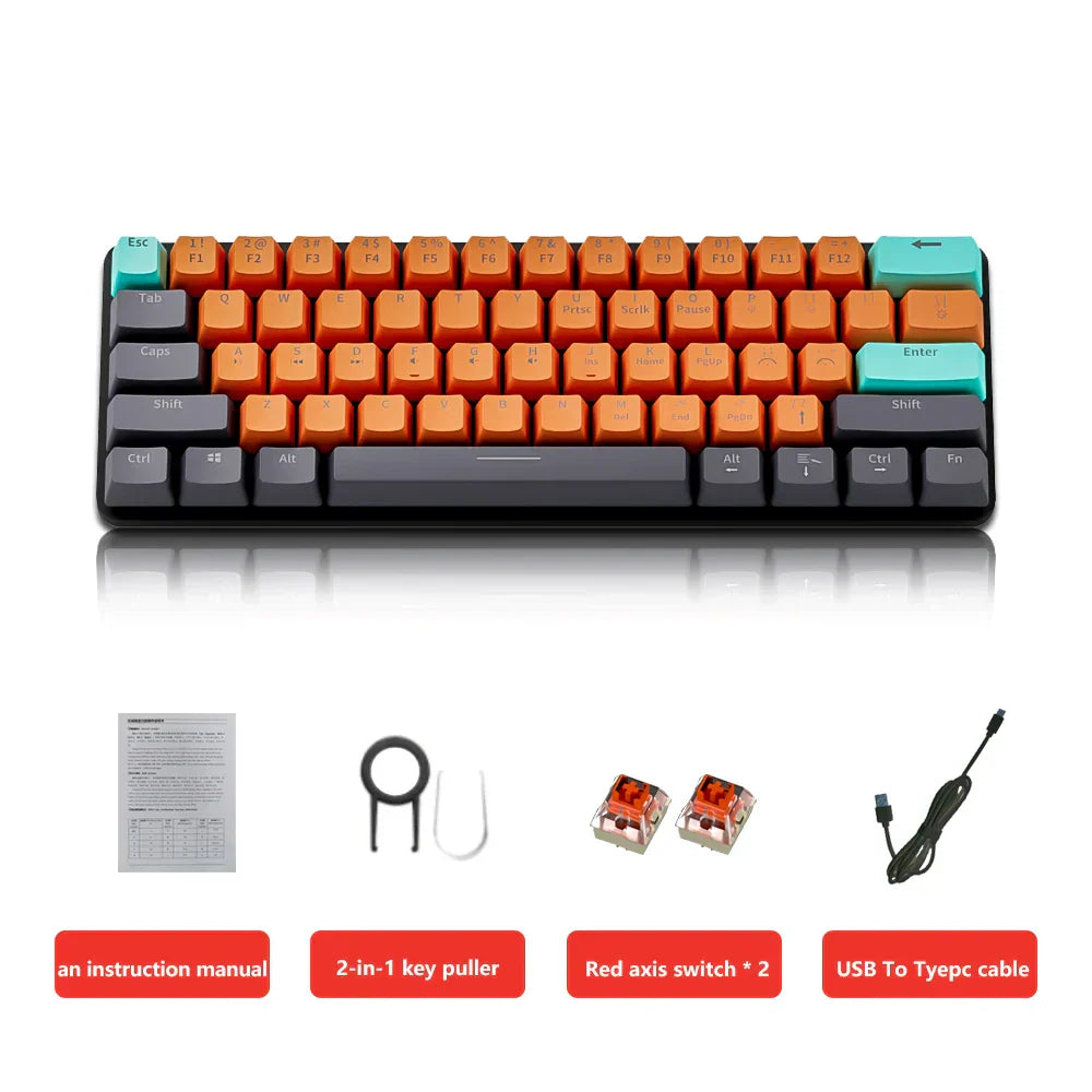 Usb Mini Mechanical Gaming Keyboard 61 Key Red Switch