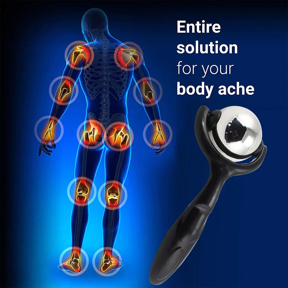 Stainless Steel Massage Ball Roller Deep Tissue Therapy Black