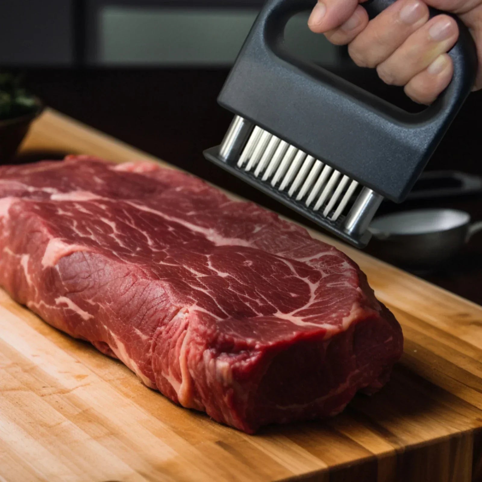 Stainless Steel Meat Tenderizer – 48 Needle Steak Softener