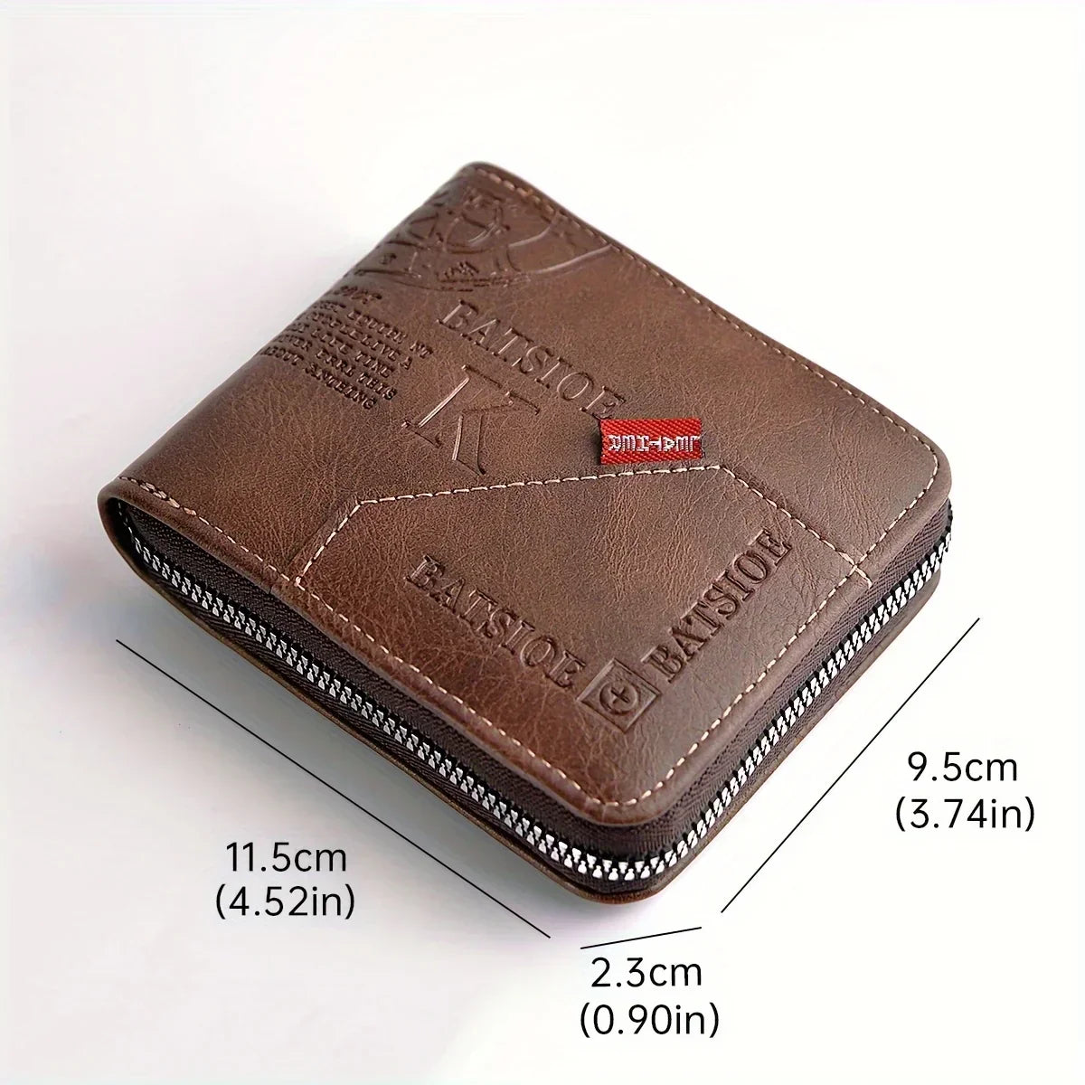 Men'S Pu Leather Zipper Wallet With Card Holder
