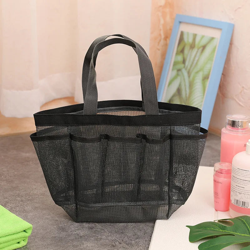 Portable Mesh Shower Caddy With 8 Pockets