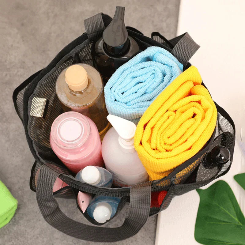 Portable Mesh Shower Caddy With 8 Pockets