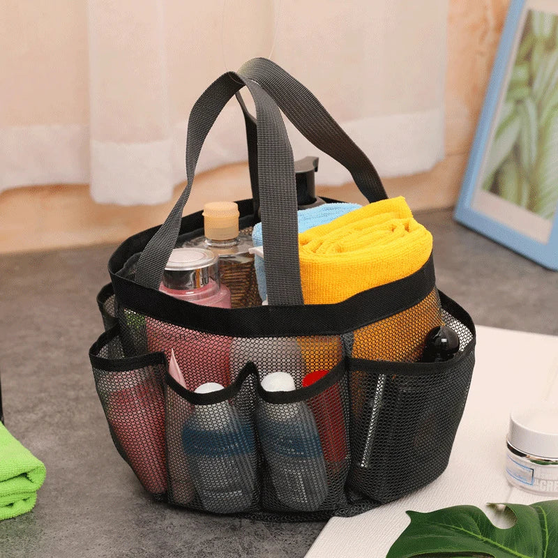 Portable Mesh Shower Caddy With 8 Pockets