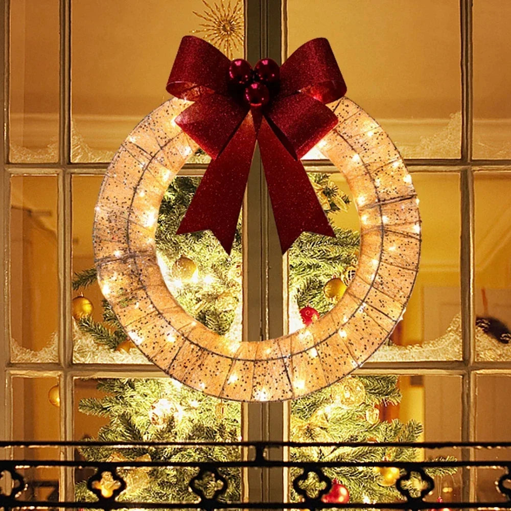Metal Christmas Wreath With Clear Led Lights