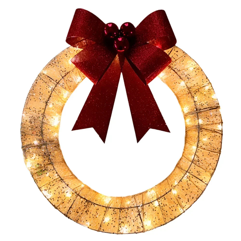 Metal Christmas Wreath With Clear Led Lights