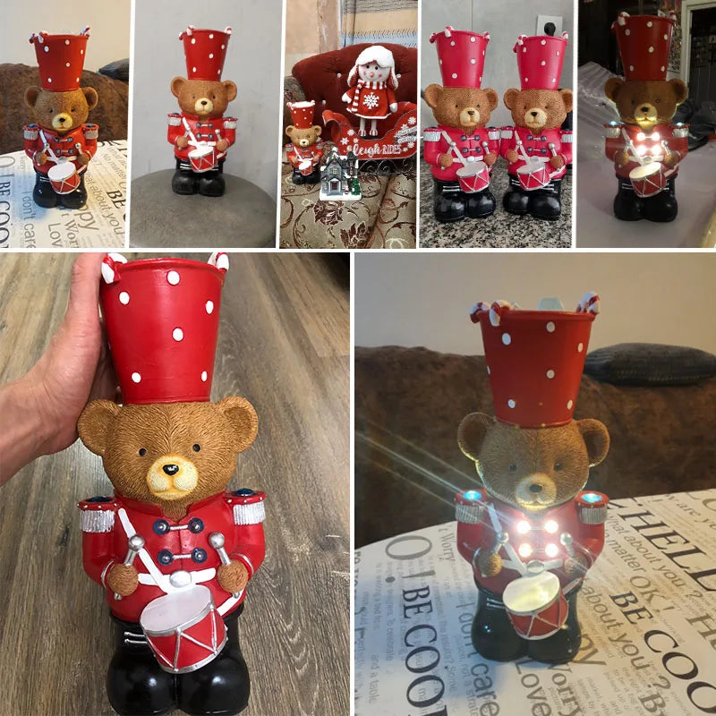 Resin Brown Bear Guard Drummer Festival Decoration - 30Cm
