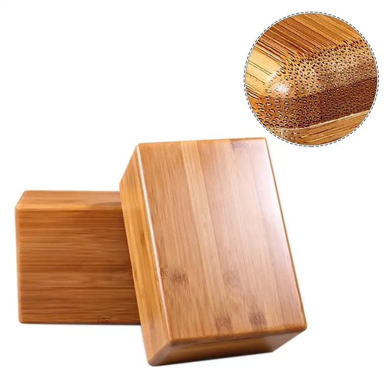 Natural Bamboo Yoga Block Non-Slip Fitness (Brown)
