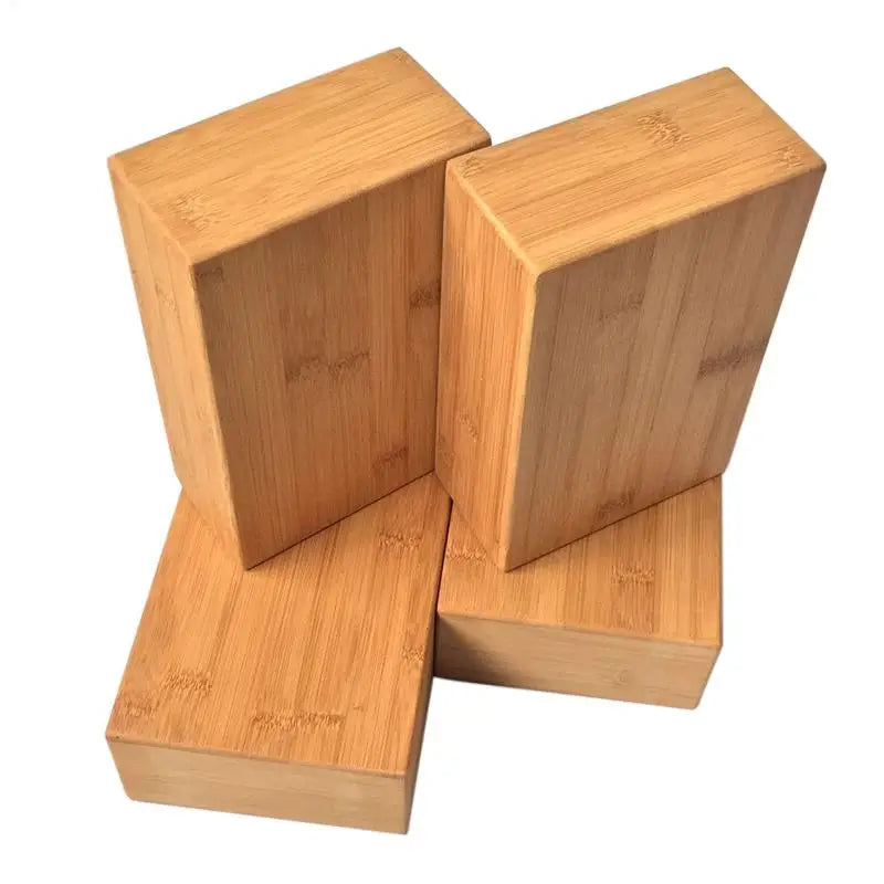 Natural Bamboo Yoga Block Non-Slip Fitness (Brown)