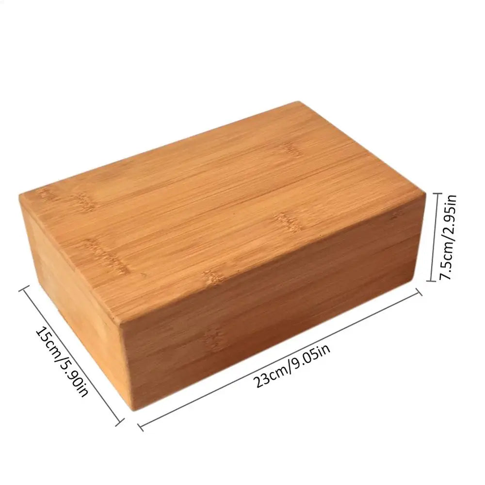 Natural Bamboo Yoga Block Non-Slip Fitness (Brown)