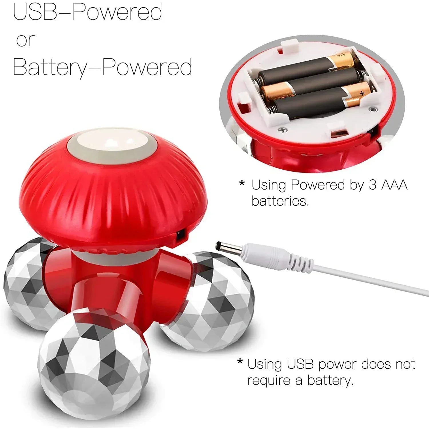 4-In-1 Handheld Vibrating Massager Portable Mini Massager Red