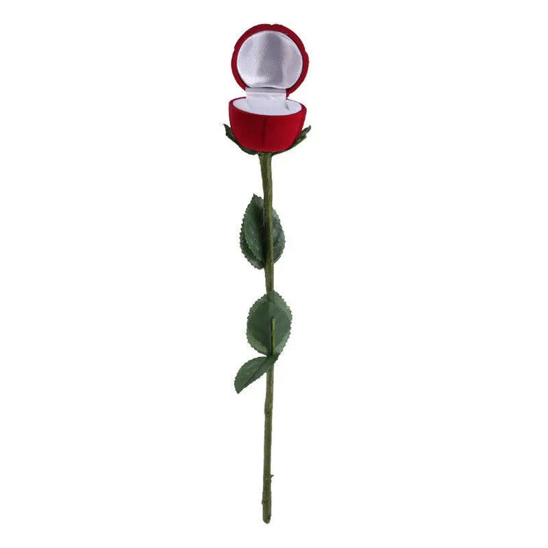 3D Red Rose Jewelry Box Wedding Ring Gift Case