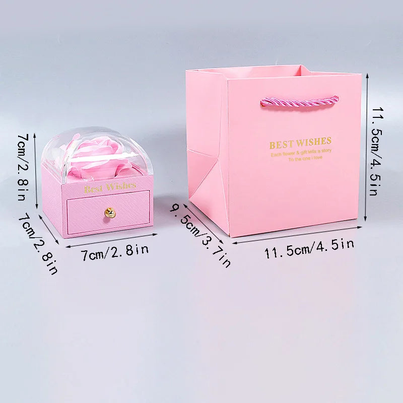 Valentine'S Gift Pink Flower Jewelry Box