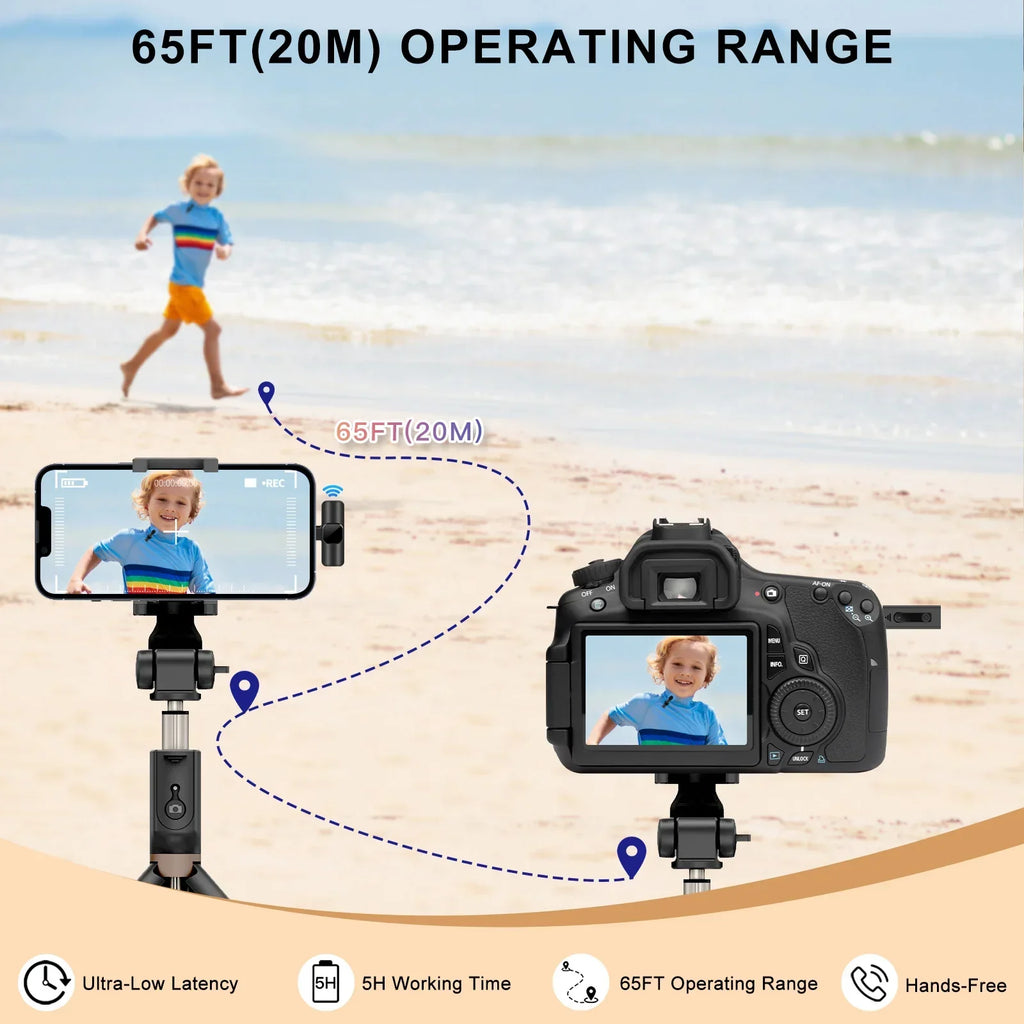 Wireless Lavalier Microphone for iPhone Android Live Recording