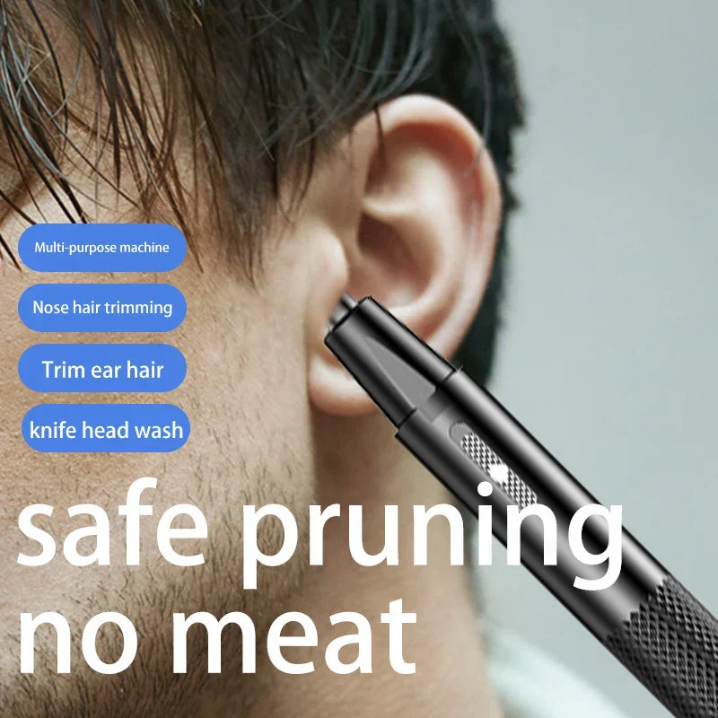 USB Rechargeable Mini Nose Hair Trimmer Portable & Precise Black