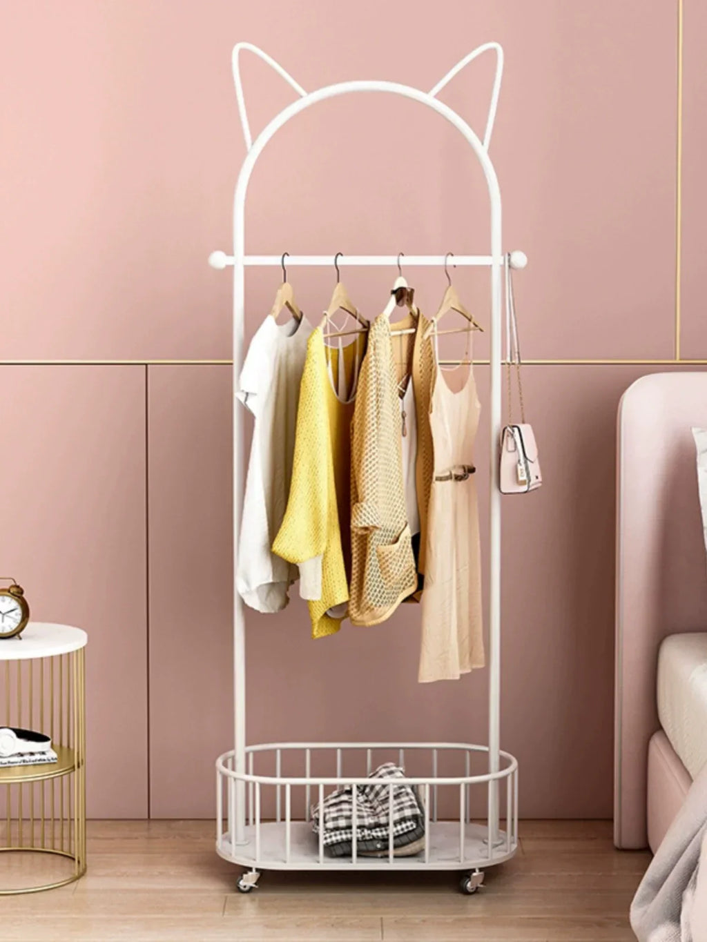 White Cat Ears Nordic Clothes Hanger With Basket