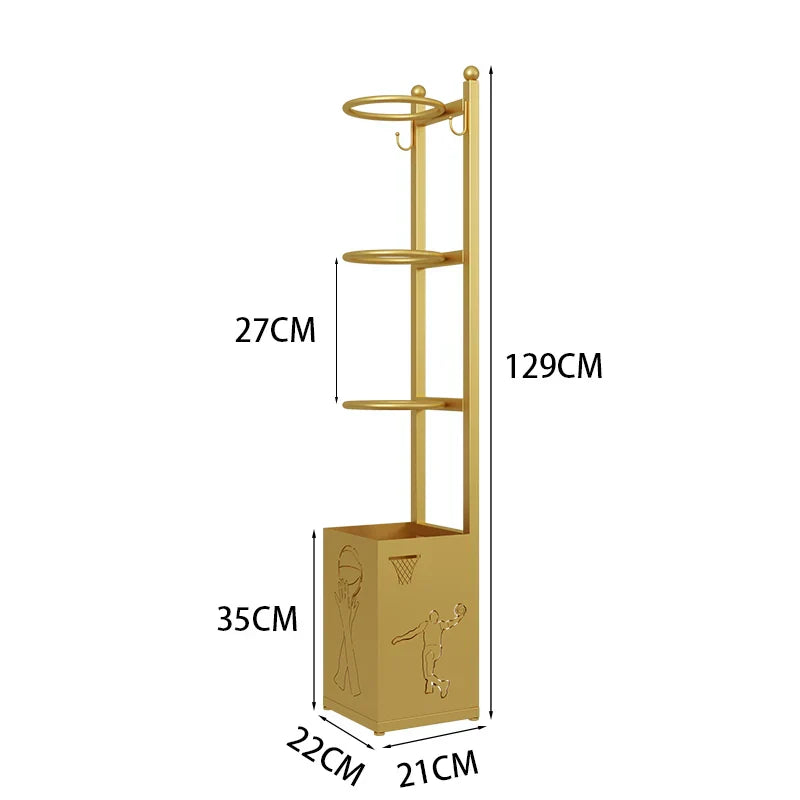 3-Layer Sports Equipment Rack - Gold