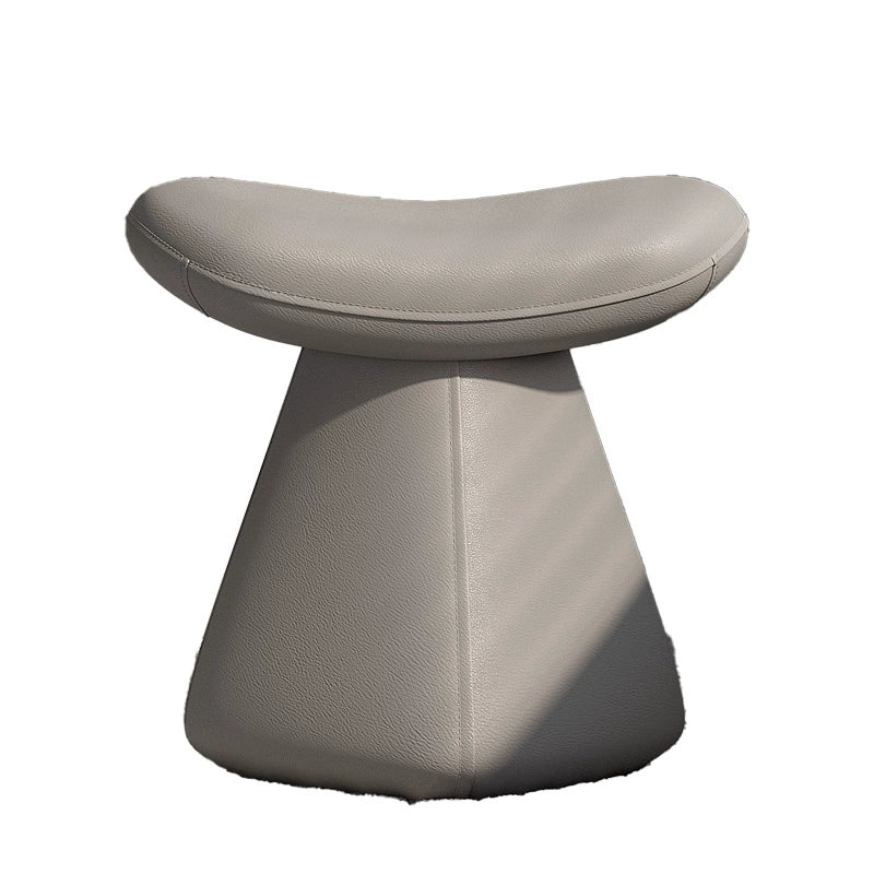 Light Gray Makeup Stool With Solid Wood Frame