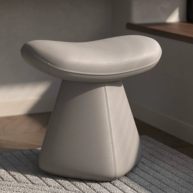 Light Gray Makeup Stool With Solid Wood Frame
