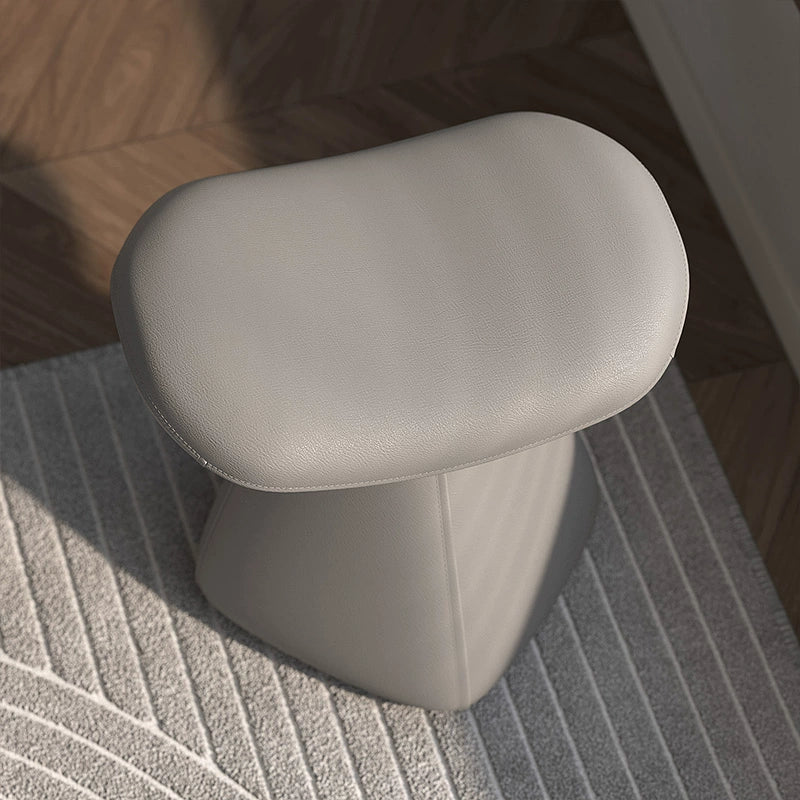 Light Gray Makeup Stool With Solid Wood Frame