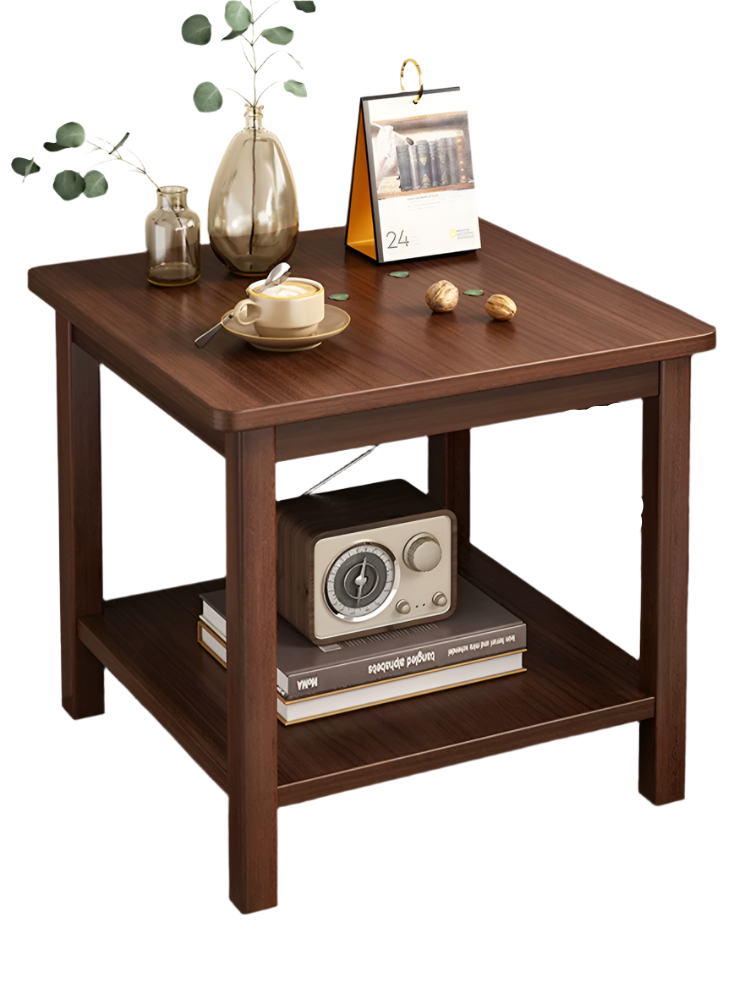 Black Walnut Side Table - Solid Wood Legs And Thickened Panel