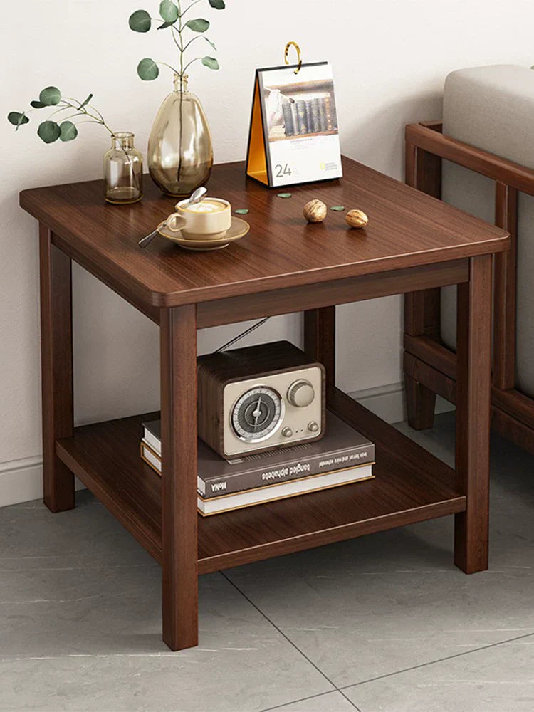 Black Walnut Side Table - Solid Wood Legs And Thickened Panel