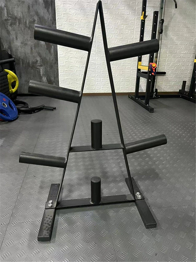 Heavy-Duty Household Barbell Plate Rack - Black Olympic Weight Storage