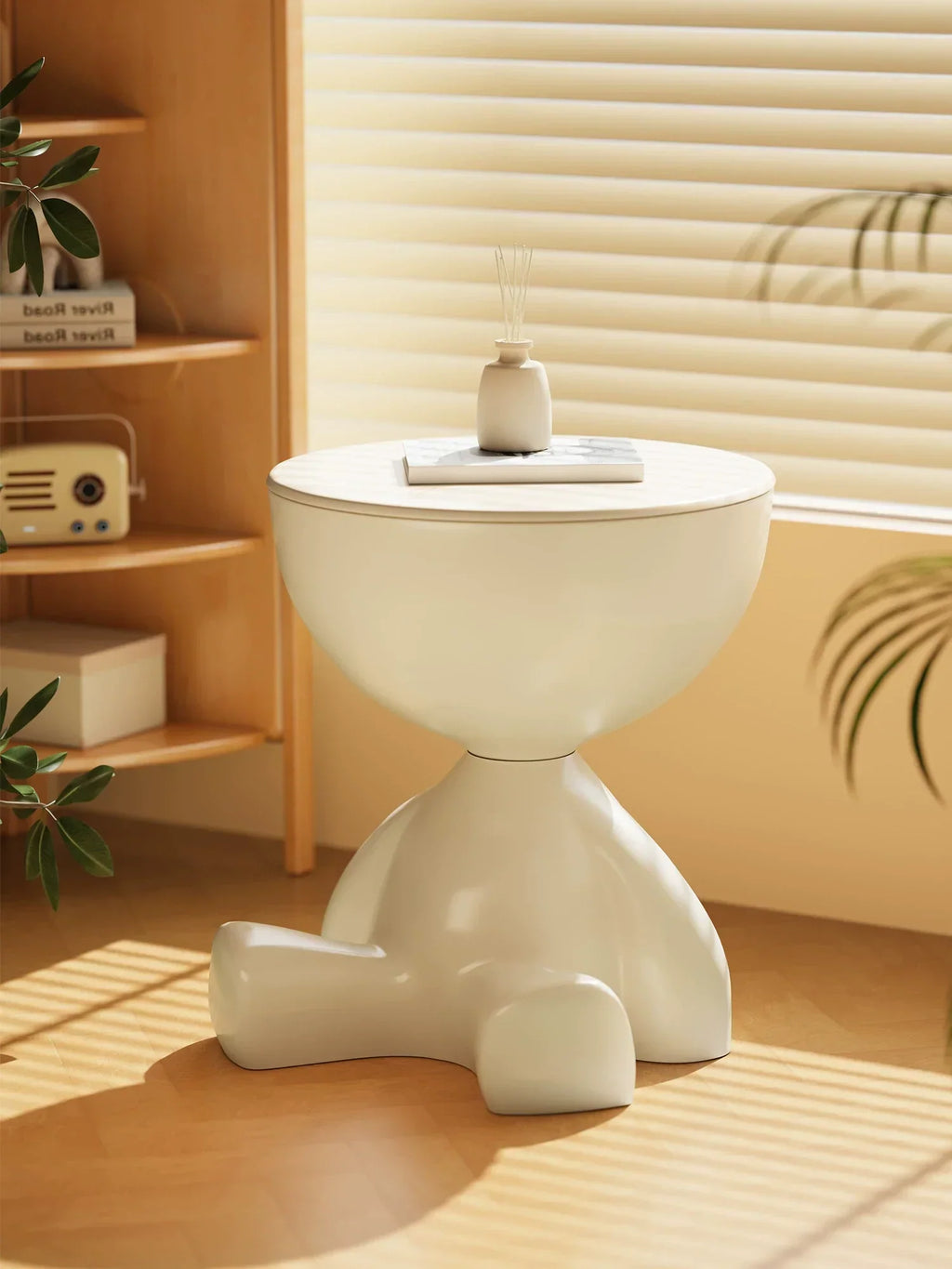 Cream White Creative Storage Side Table - 41Cm Height
