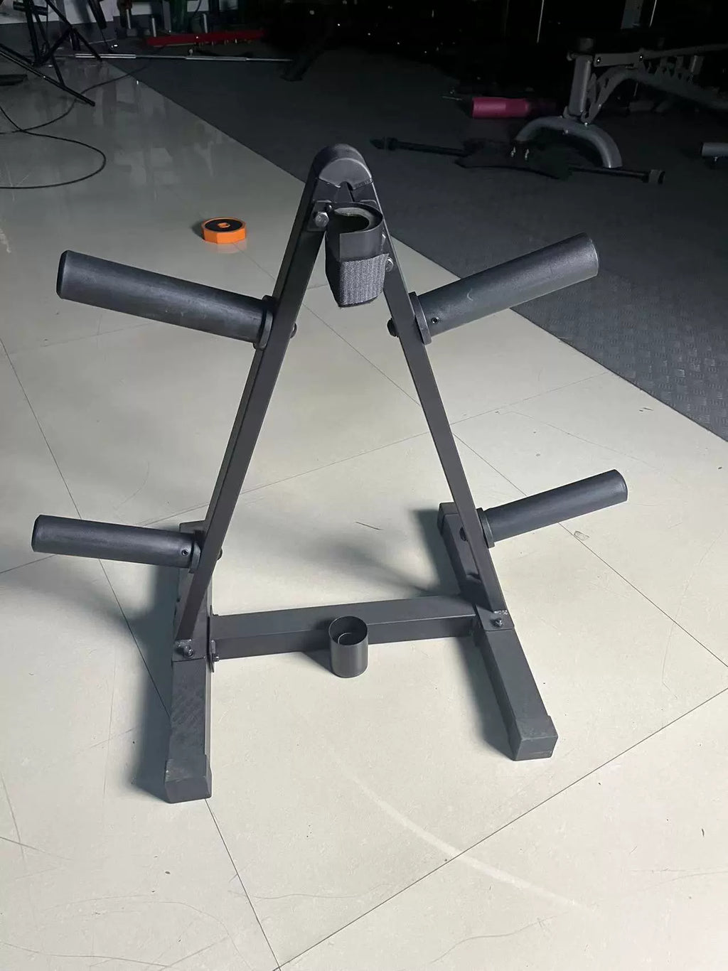 Heavy-Duty Household Barbell Plate Rack - Black Olympic Weight Storage