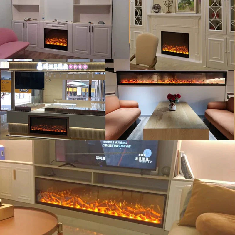 Electric Fireplace Heater With Simulated Flame And Decorative Cabinet