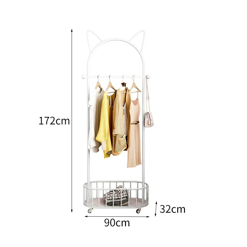 White Cat Ears Nordic Clothes Hanger With Basket