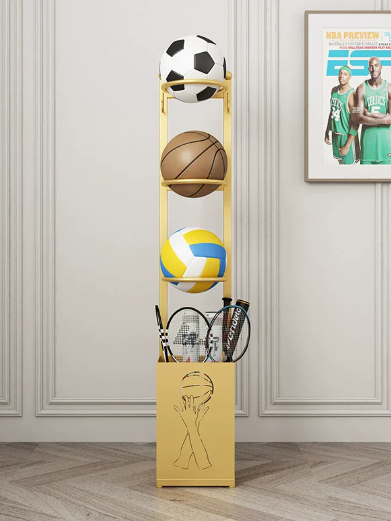 3-Layer Sports Equipment Rack - Gold