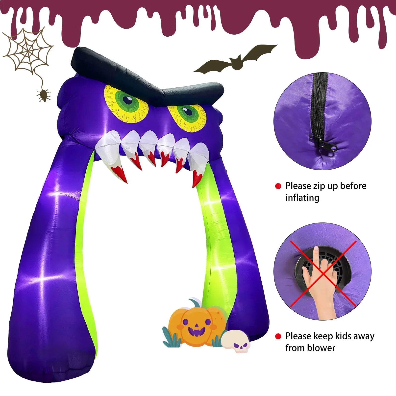 10Ft Giant Owl Halloween Inflatable Archway With Led Lights