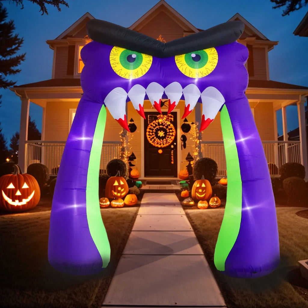 10Ft Giant Owl Halloween Inflatable Archway With Led Lights
