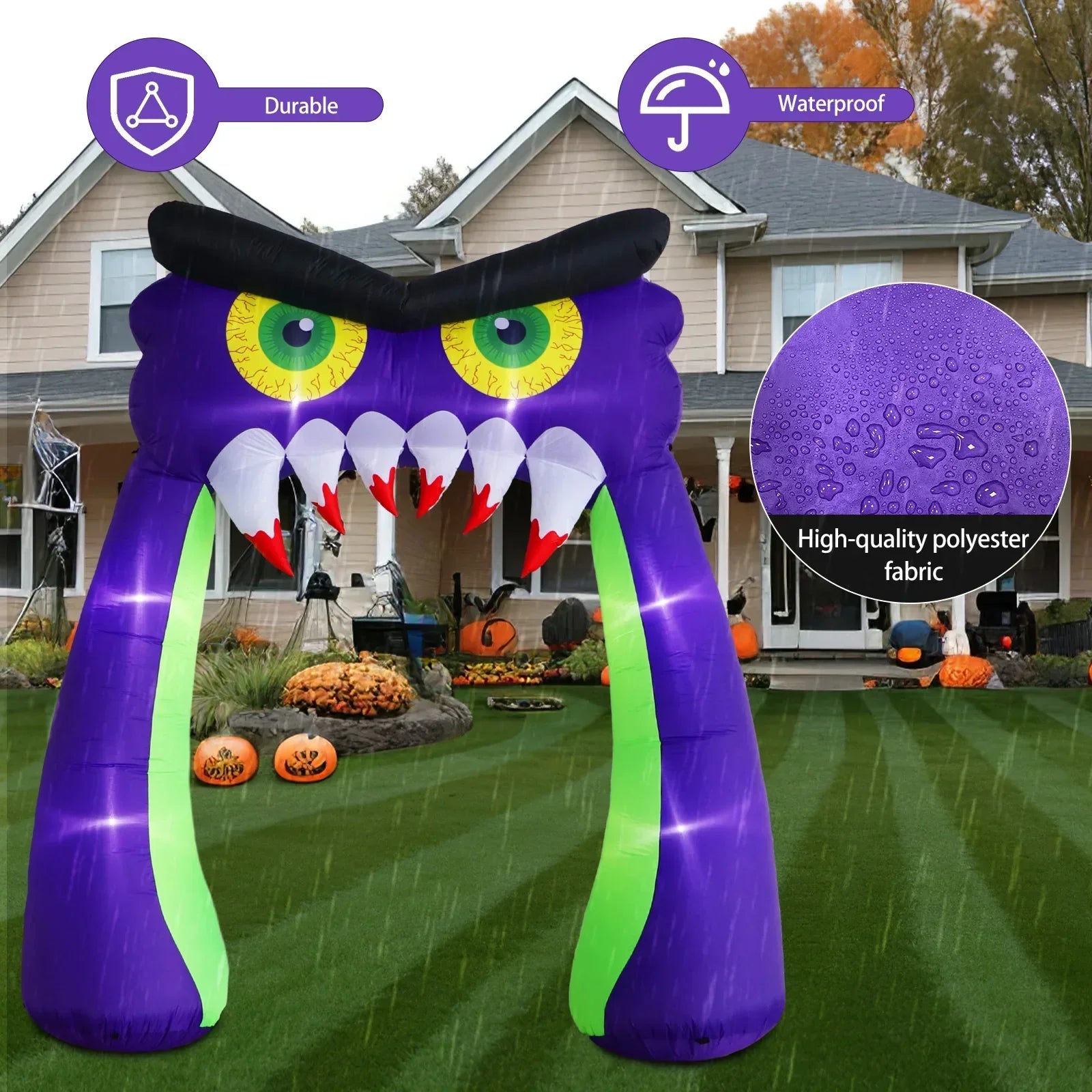 10Ft Giant Owl Halloween Inflatable Archway With Led Lights