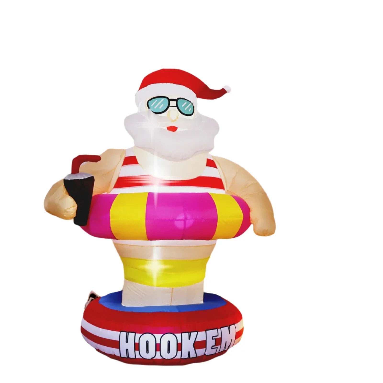 Christmas Hawaii Santa Inflatable Yard Decor LED