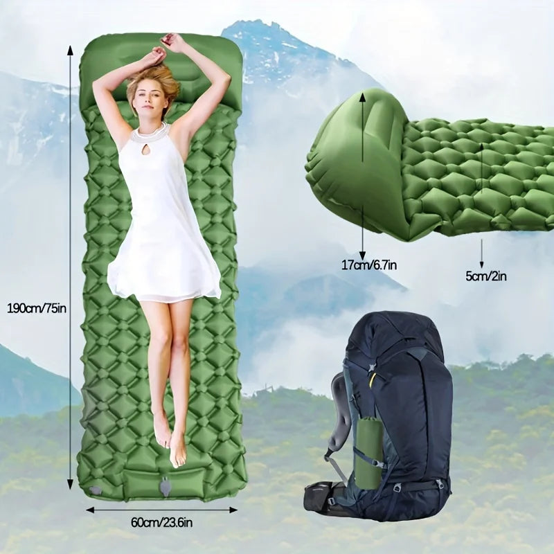 Outdoor Camping Inflatable Mattress With Built-In Pump